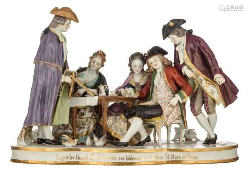 A large polychrome painted Saxony porcelain group,…