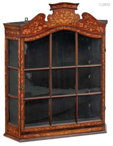 An 18thC Dutch wall display cabinet, decorated wit…