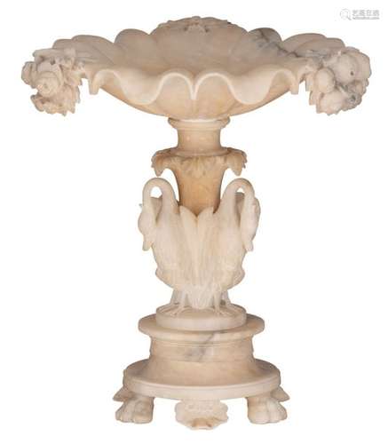 An imposing and finely carved alabaster 'pièce de …