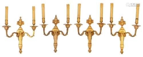 A set of four fine Neoclassical ormolu bronze wall…