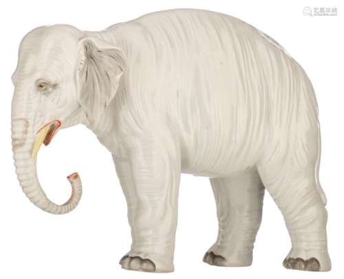 A Continental porcelain model of a white elephant,…