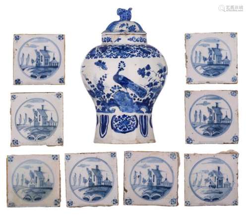 A blue and white decorated Delftware octagonal bal…