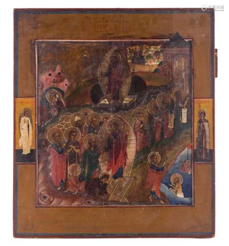 A Russian icon representing the Resurrection and A…