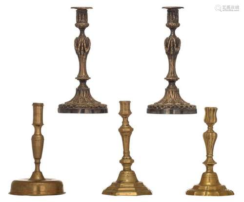 A Spanish 17thC brass candlestick with a domed bas…