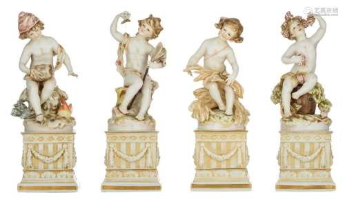 Four polychrome painted Saxony figures representin…