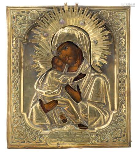 A 19thC Eastern European icon depicting the Holy M…