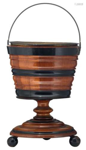 A Dutch mahogany and ebonised plant stand on three…