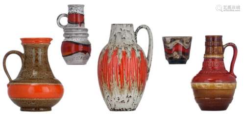 A collection of five vintage red glazed West Germa…