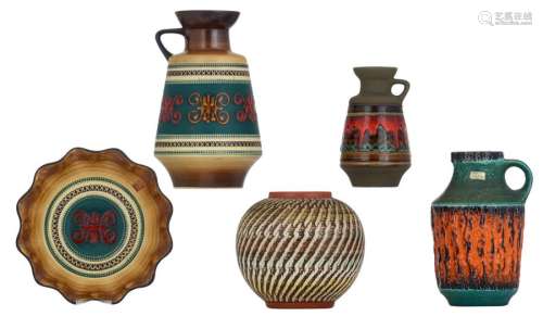 A collection of five vintage West Germany pottery …