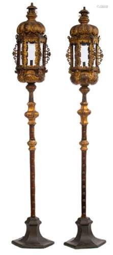 An imposing pair of Italian Baroque gilt bronze la…