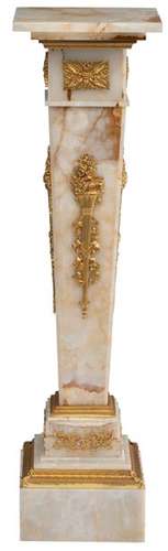 An onyx Neoclassical pedestal with gilt bronze mou…