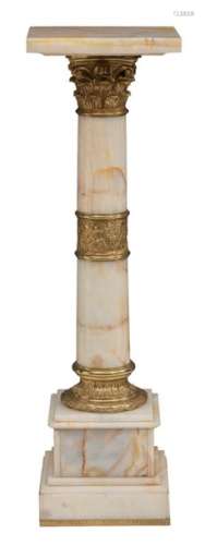 An onyx Corinthian column, with gilt bronze mounts…