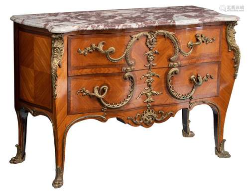 A French Louis XV style cherry, rosewood and walnu…