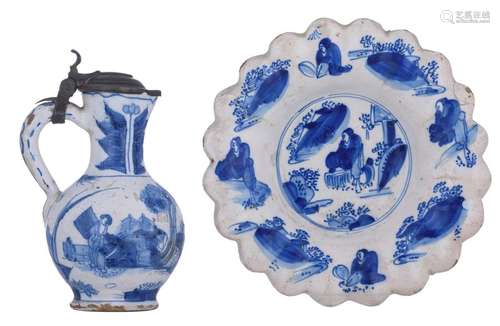 A blue and white decorated Dutch Delftware chinois…