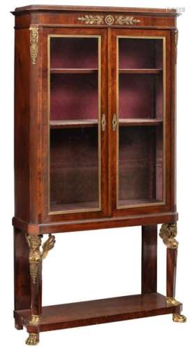 A French Empire style mahogany display cabinet wit…