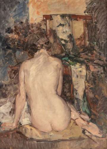 Cluysenaar A., a female nude sitting, seen from be…