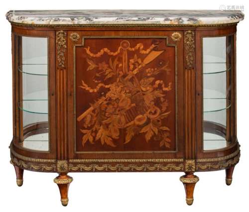 A Louis XVI style walnut display cabinet with bron…