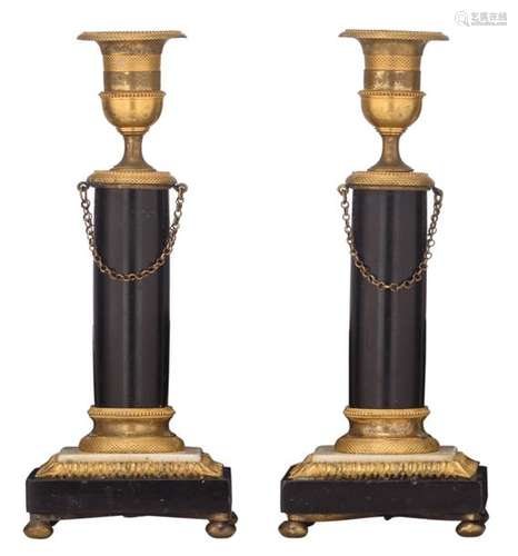 A fine pair of Louis XVI period candlesticks, Carr…