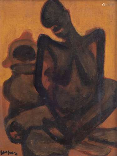 Jespers F., a sitting African lady, oil on board, …