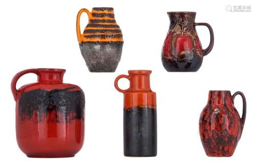 A collection of five vintage red glazed West Germa…