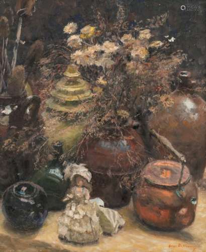 De Sloovere G., a still life with pots, flowers an…