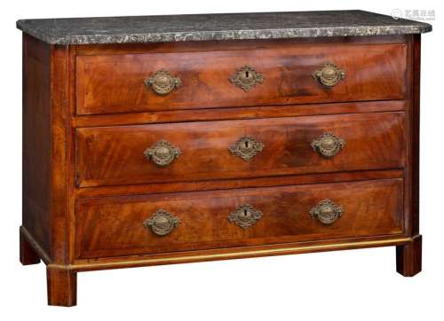 A Louis XVI mahogany chest of drawers, with brass …