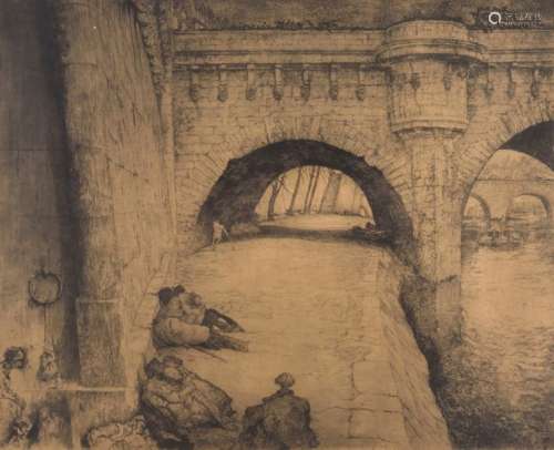 De Bruycker, J., Pont Neuf Paris, etching and aqua…