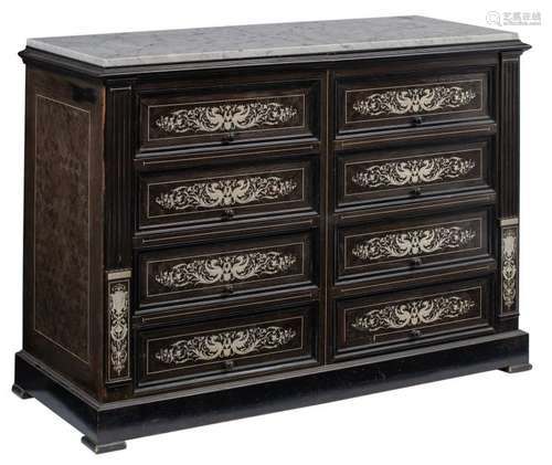 An Italian ebonised commode, decorated with Renais…