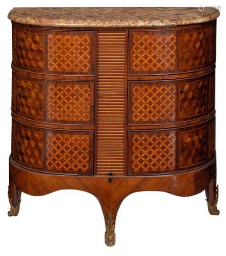 A fine Neoclassical D shaped commode, decorated wi…