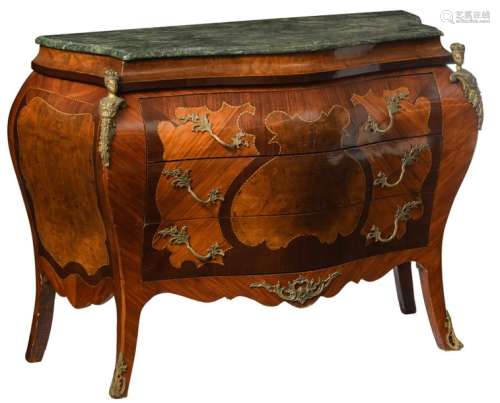 A Louis XV style bronze mounted bombe commode, mar…