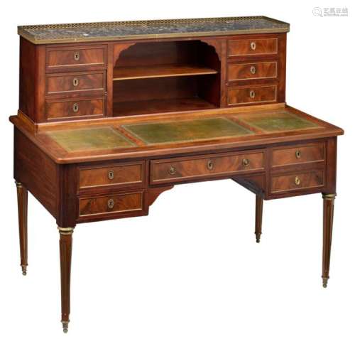 A Louis XVI style mahogany and rosewood 'bureau à …