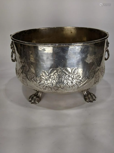 A large Classical style silverplate wine coo…