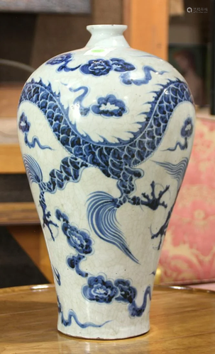 A Chinese Blue and White Dragon Vase