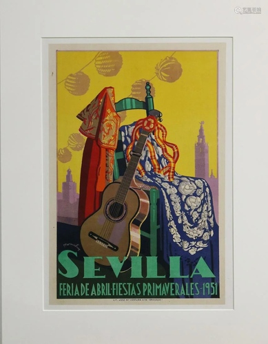 Vintage color lithograph travel posters