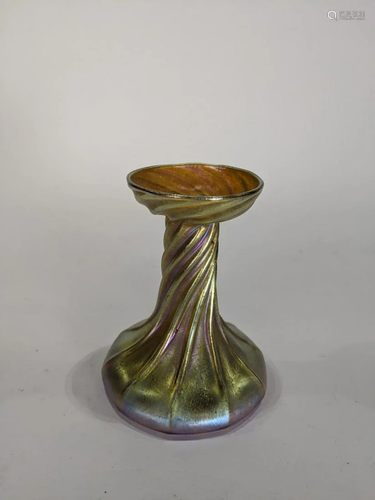 A Louis Comfort Tiffany favrile candlestick