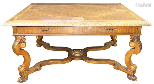 Italian Alberto Issel partial gilt library table