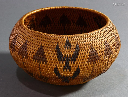 American Indian Washoe coiled basket