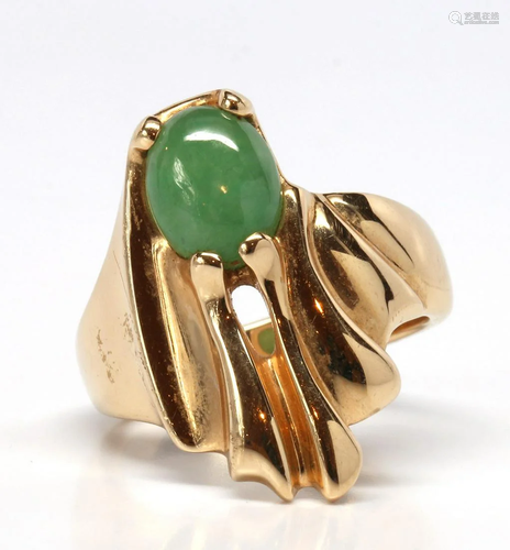 Jade, 14k yellow gold ring