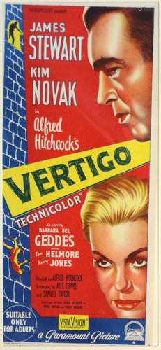 Vertigo, 1958, color lithograph film poster