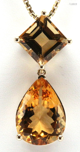 Citrine, 14k yellow gold pendant