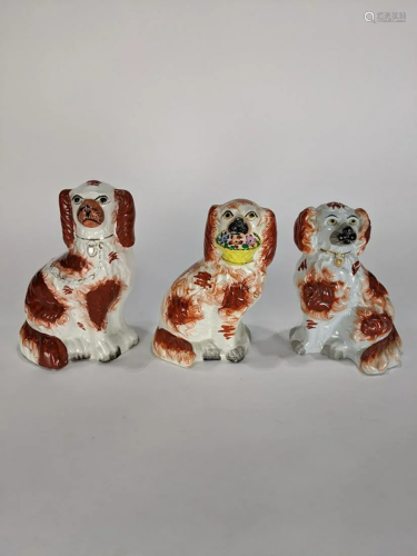A group of English Staffordshire spaniels