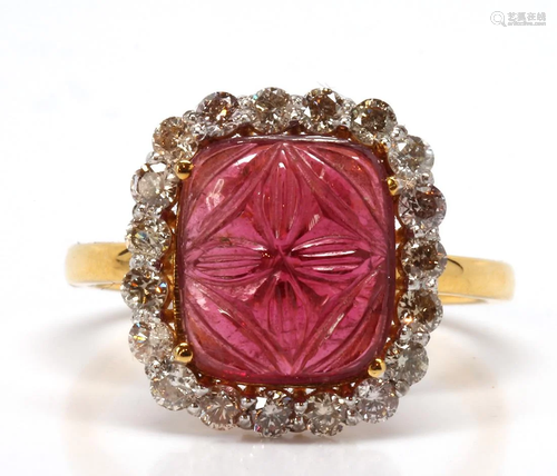 Tourmaline, diamond, 18k yellow gold…