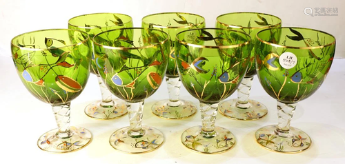 A group of Italian hand painted goblets