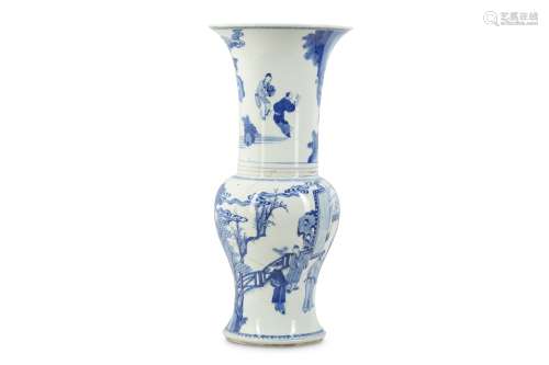 A CHINESE BLUE AND WHITE YEN YEN VASE.