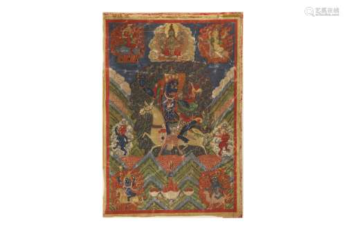 A MONGOLIAN THANGKA OF PALDEN LHAMO.