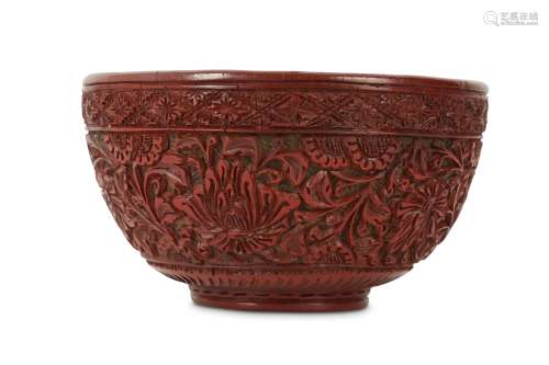 A CHINESE CINNABAR LACQUER BOWL.