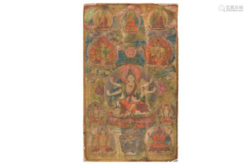 A TIBETAN THANGKA OF MARICI, THE BODHISATTVA OF LIGHT.