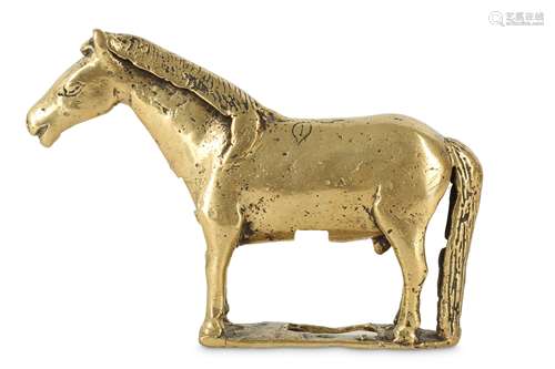 A TIBETAN BRONZE HEALING HORSE.