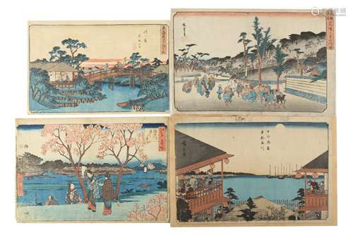 A COLLECTION OF JAPANESE WOODBLOCK PRINTS BY HIROSHIGE I & HIROSHIGE II