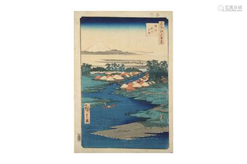 A JAPANESE WOODBLOCK PRINT BY HIROSHIGE (1797 - 1858).